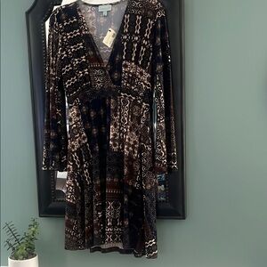 NWT Veronica M Patterned Long Sleeve Dress